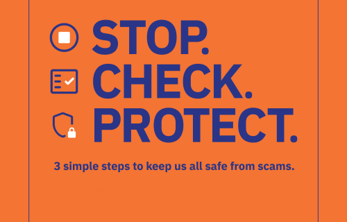 ScamWatch campaign image - Stop, check, protect